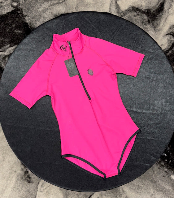 One piece swim suit in pink or green